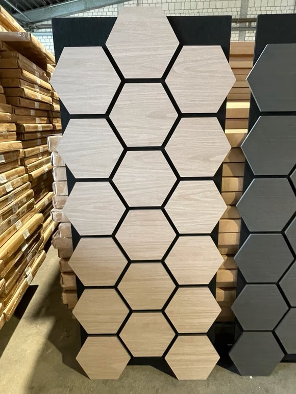 Hexagon Akustikpaneele Eiche Grau