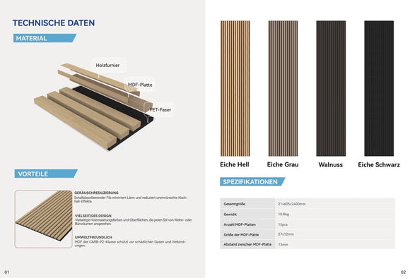 Akustikpaneel Eiche Grau
