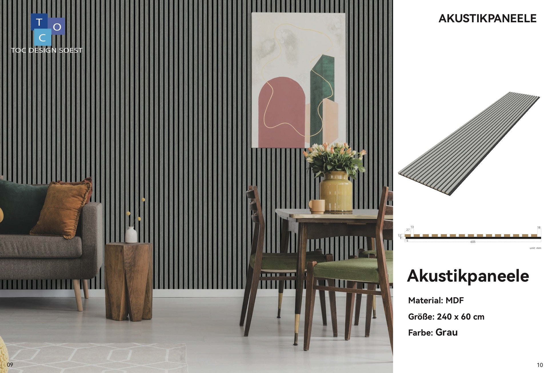 Akustikpaneel Grau 240cm
