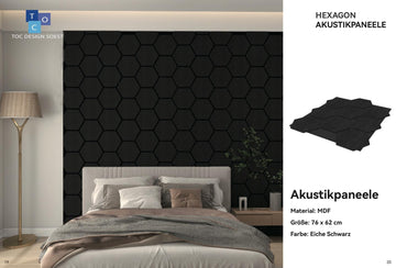 Hexagon Akustikpaneel Eiche Schwarz - 0