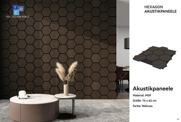 Hexagon Akustikpaneel Walnuss - 0