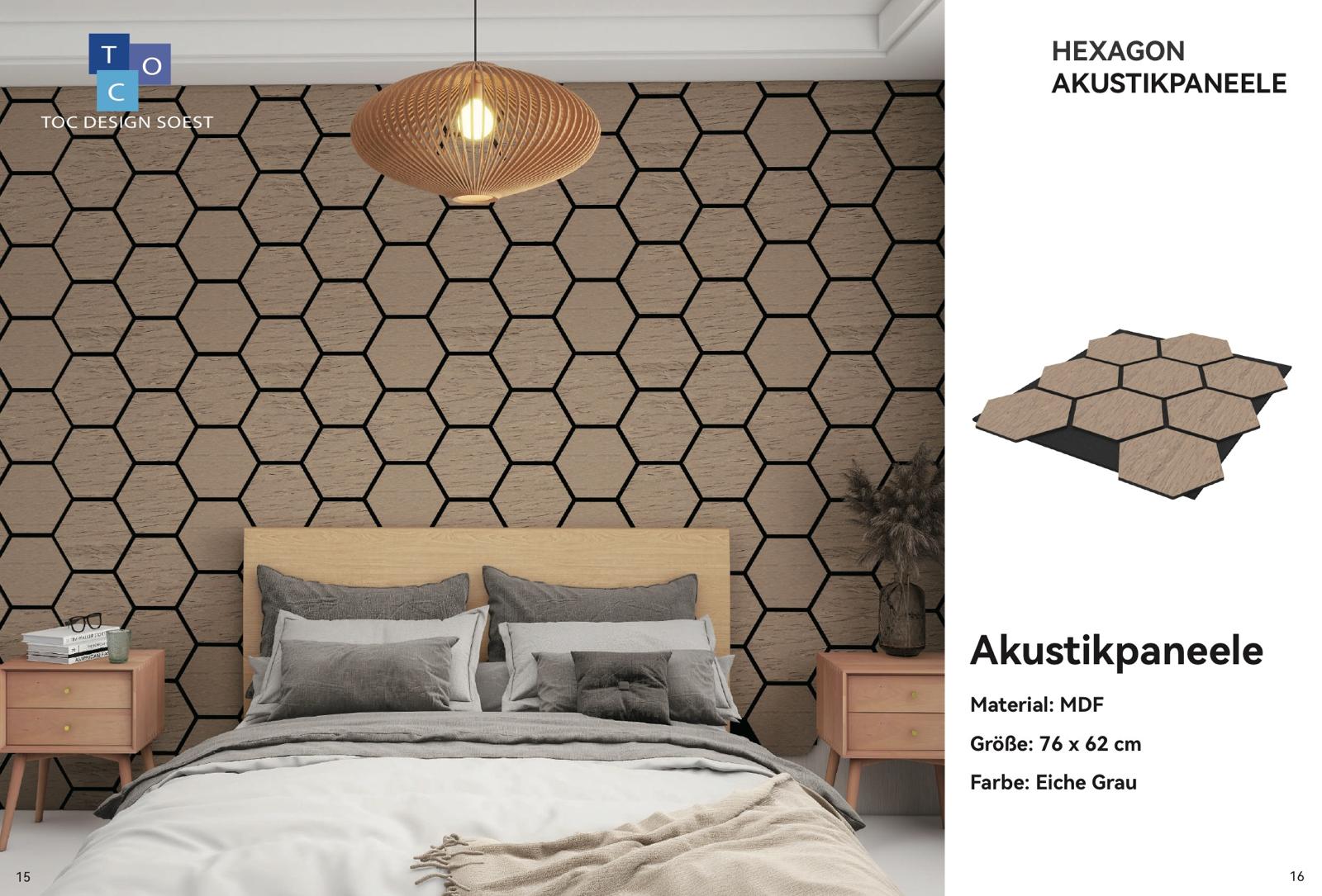 Hexagon Akustikpaneele Eiche GrauHexagon Akustikpaneele ⇾