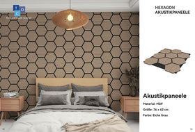 Hexagon Akustikpaneele Eiche Grau - 0