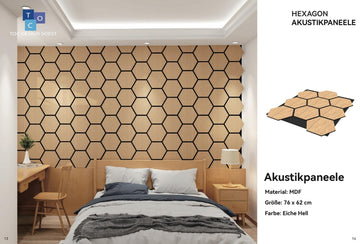 Hexagon Akustikpaneel Eiche Hell - 0