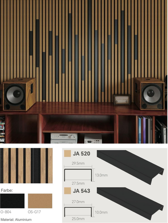 Design-Schienen für Akustikpaneele